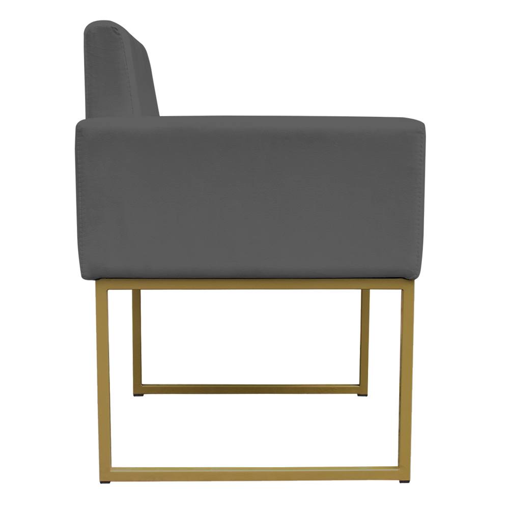 Poltrona Decorativa Base De Ferro Gold Veludo Cinza - Montanaris Decor