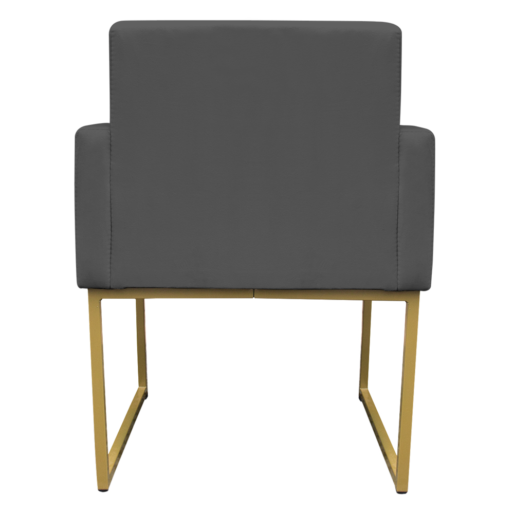 Poltrona Decorativa Base De Ferro Gold Veludo Cinza - Montanaris Decor