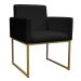 Poltrona Decorativa Base De Ferro Gold Veludo Preto - Montanaris Decor
