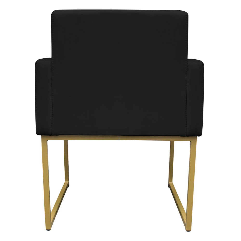 Poltrona Decorativa Base De Ferro Gold Veludo Preto - Montanaris Decor
