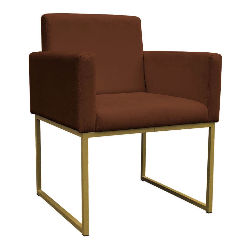Poltrona Decorativa Base De Ferro Gold Veludo Terracota - Montanaris Decor
