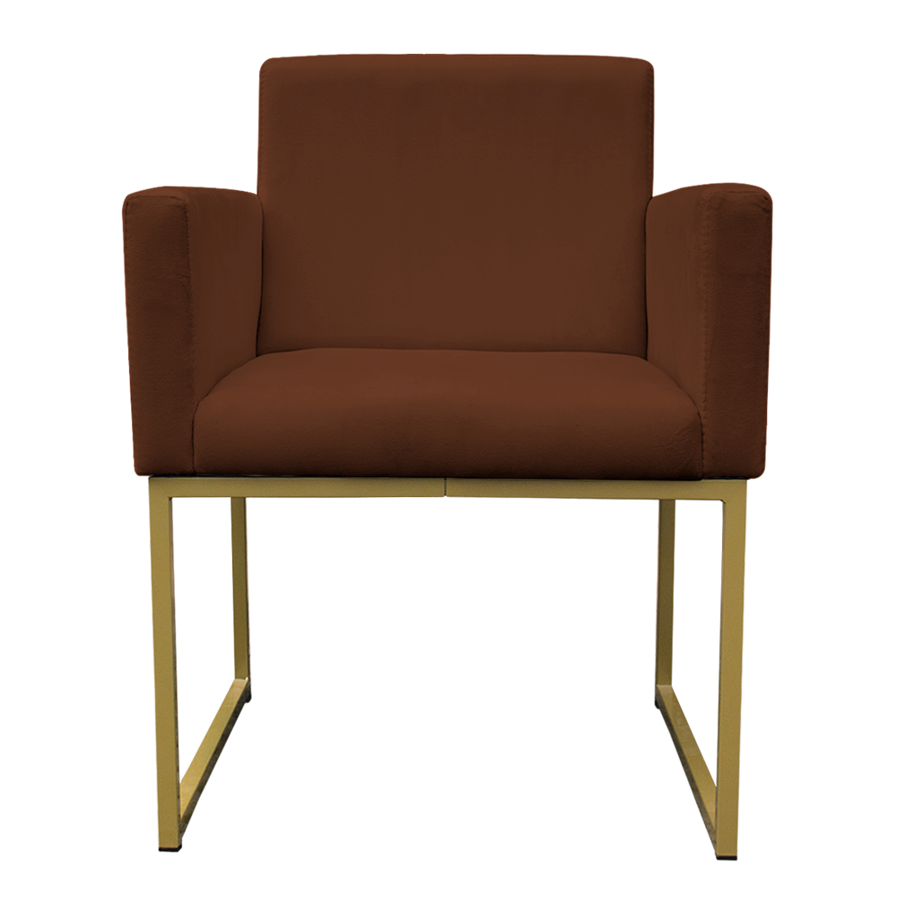 Poltrona Decorativa Base De Ferro Gold Veludo Terracota - Montanaris Decor