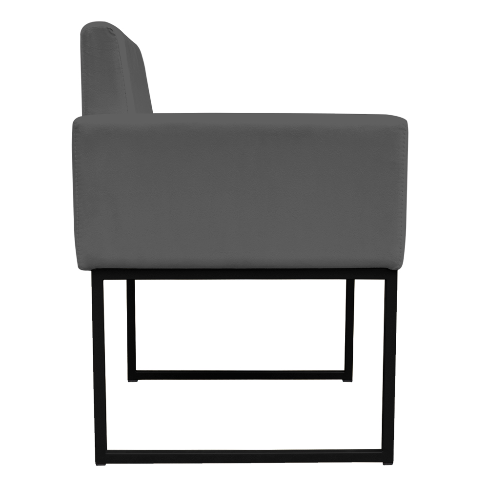 Poltrona Decorativa Base De Ferro Preta Veludo Cinza - Montanaris Decor