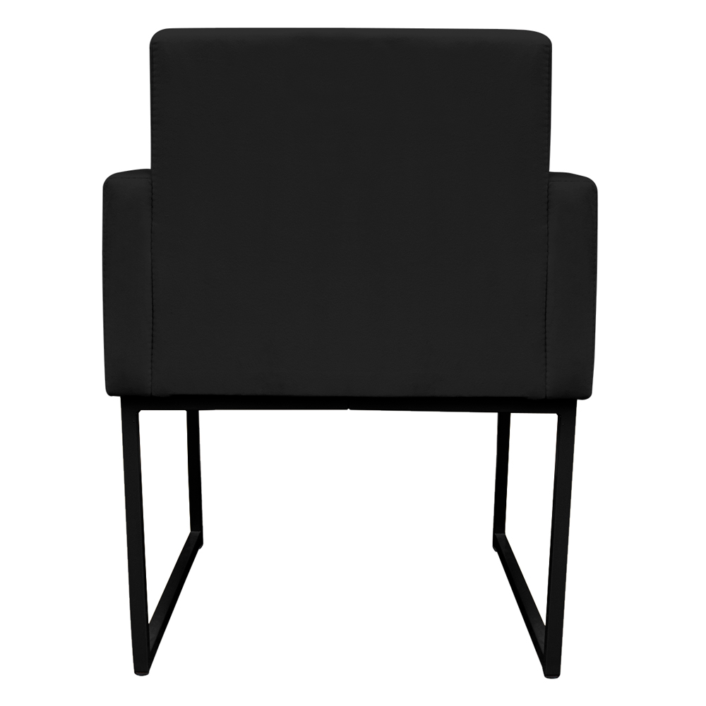Poltrona Decorativa Base De Ferro Preta Veludo Preto - Montanaris Decor