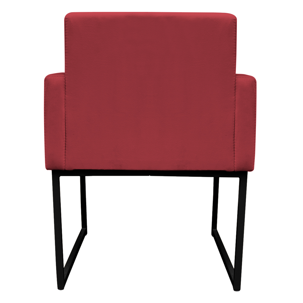 Poltrona Decorativa Base De Ferro Preta Veludo Vermelho - Montanaris Decor