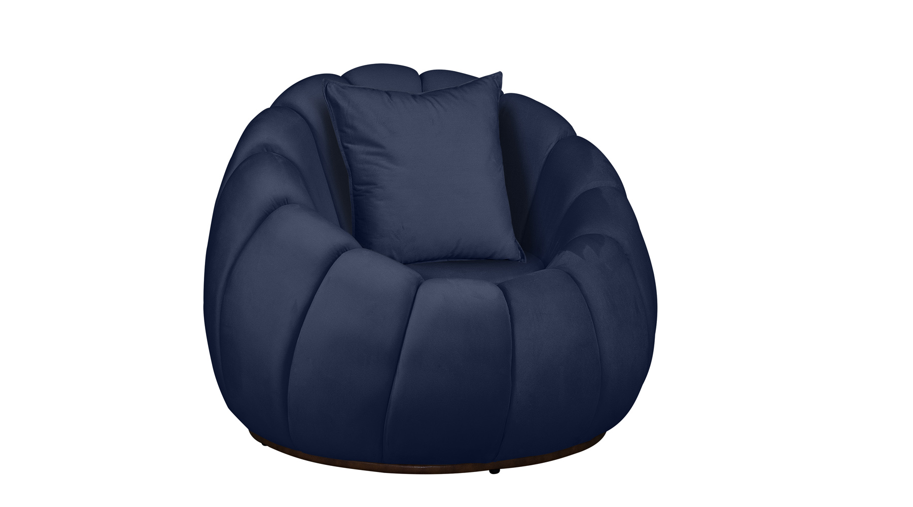 Poltrona Decorativa Concha C/Almofada Veludo Azul Marinho - Montanaris Decor