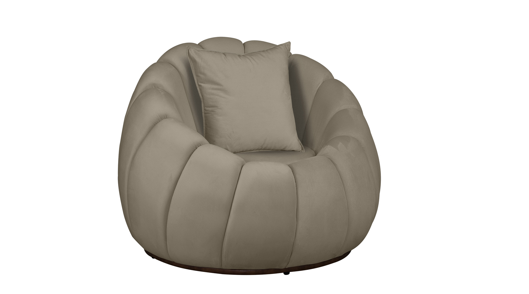 Poltrona Decorativa Concha C/Almofada Veludo Bege  - Montanaris Decor
