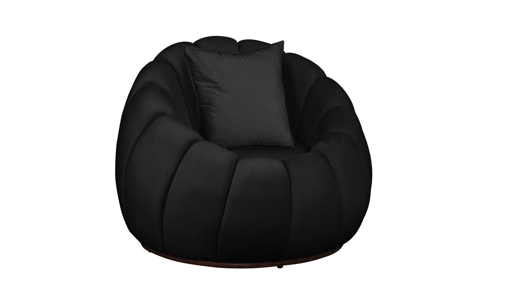 Poltrona Decorativa Concha C/Almofada Veludo Preto - Montanaris Decor