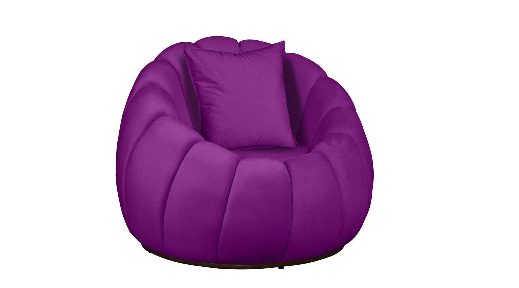 Poltrona Decorativa Concha C/Almofada Veludo Roxo - Montanaris Decor