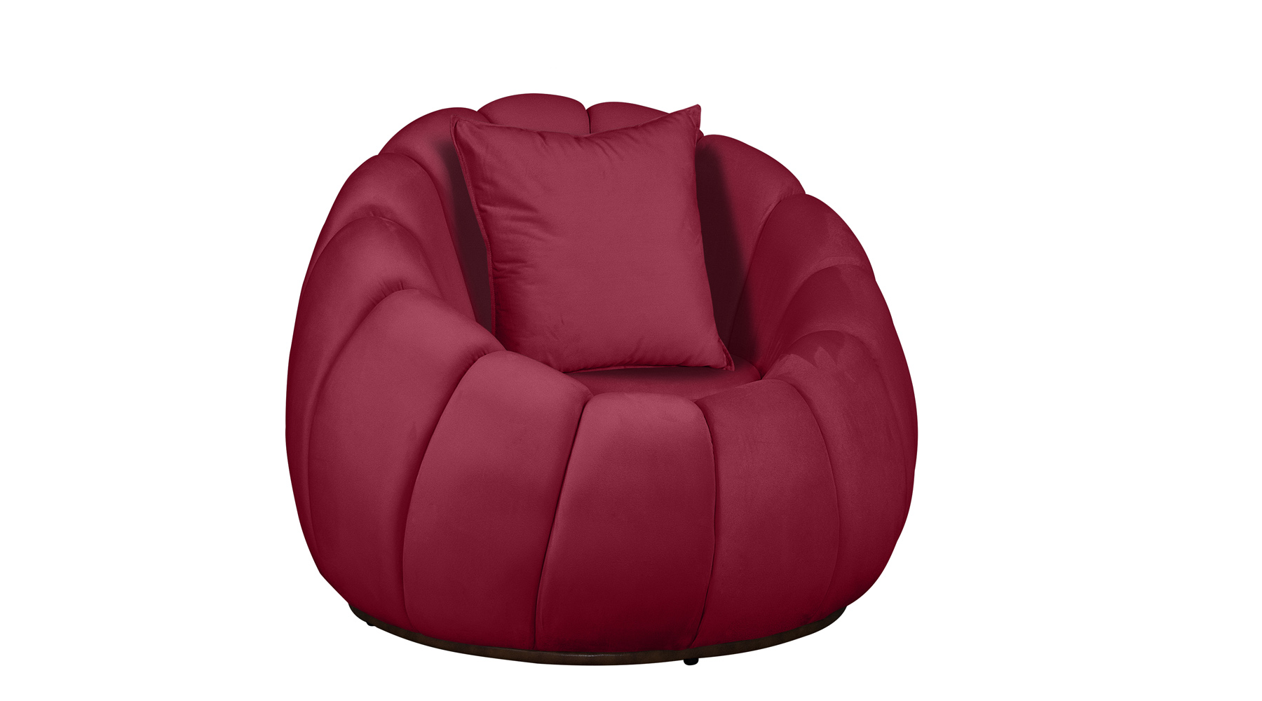 Poltrona Decorativa Concha C/Almofada Veludo Vermelho - Montanaris Decor