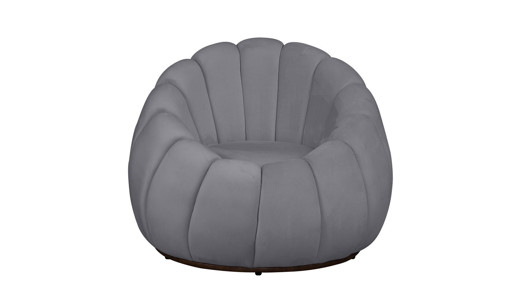 Poltrona Decorativa Concha Veludo Cinza - Montanaris Decor