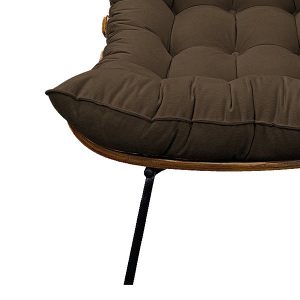 Poltrona Decorativa Costela Veludo Marrom - Montanaris Decor