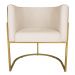 Poltrona Decorativa Cristal Base Gold Veludo Bege/Pu Caramelo - Montanaris Decor
