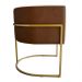 Poltrona Decorativa Cristal Base Gold Veludo Bege/Pu Caramelo - Montanaris Decor