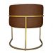 Poltrona Decorativa Cristal Base Gold Veludo Bege/Pu Caramelo - Montanaris Decor