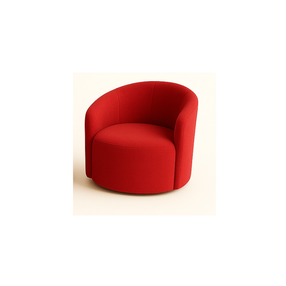 Poltrona Decorativa Curva Orgânica Nature Gaia Suede Vermelho - Montanaris Decor