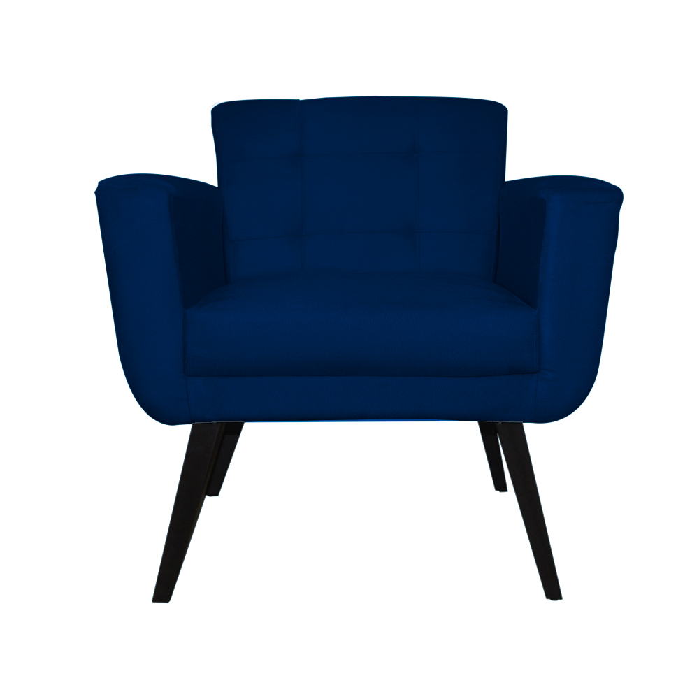 Poltrona Decorativa Geovana Veludo Azul Marinho - Montanaris Decor