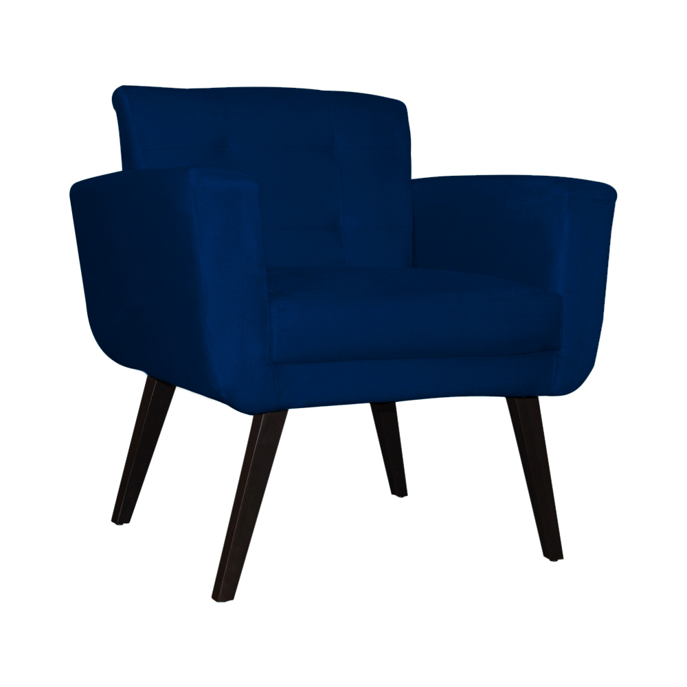 Poltrona Decorativa Geovana Veludo Azul Marinho - Montanaris Decor