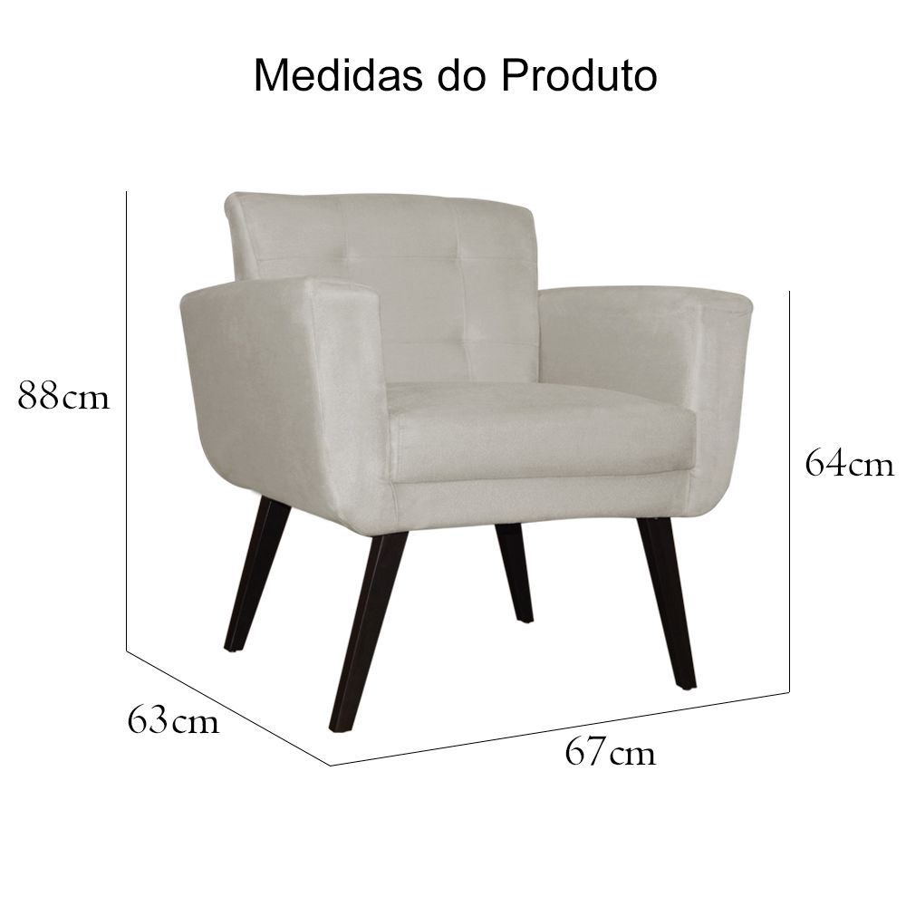 Poltrona Decorativa Geovana Veludo Bege - Montanaris Decor