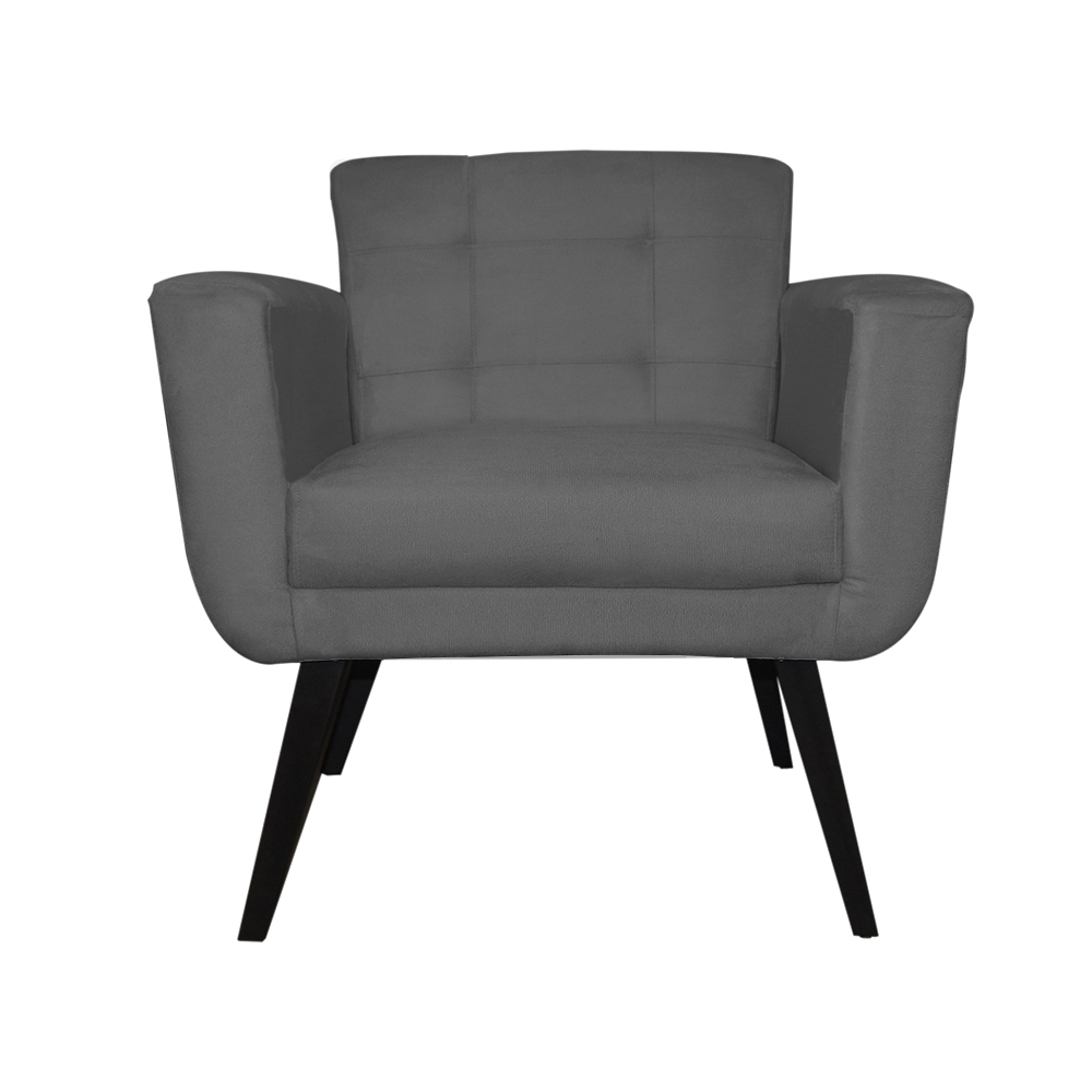 Poltrona Decorativa Geovana Veludo Cinza - Montanaris Decor