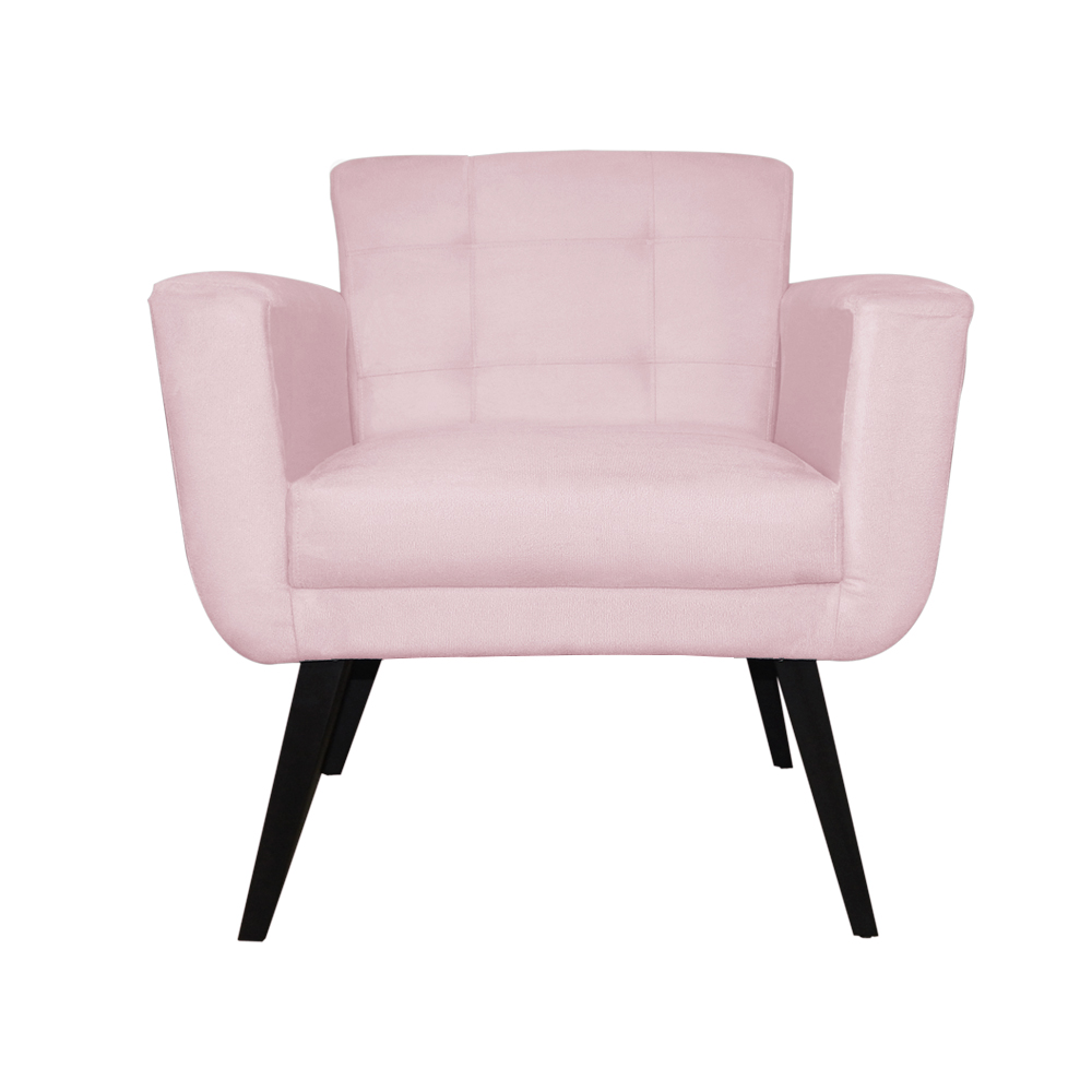 Poltrona Decorativa Geovana Veludo Rosa - Montanaris Decor