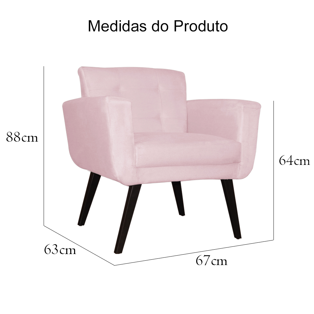 Poltrona Decorativa Geovana Veludo Rosa - Montanaris Decor