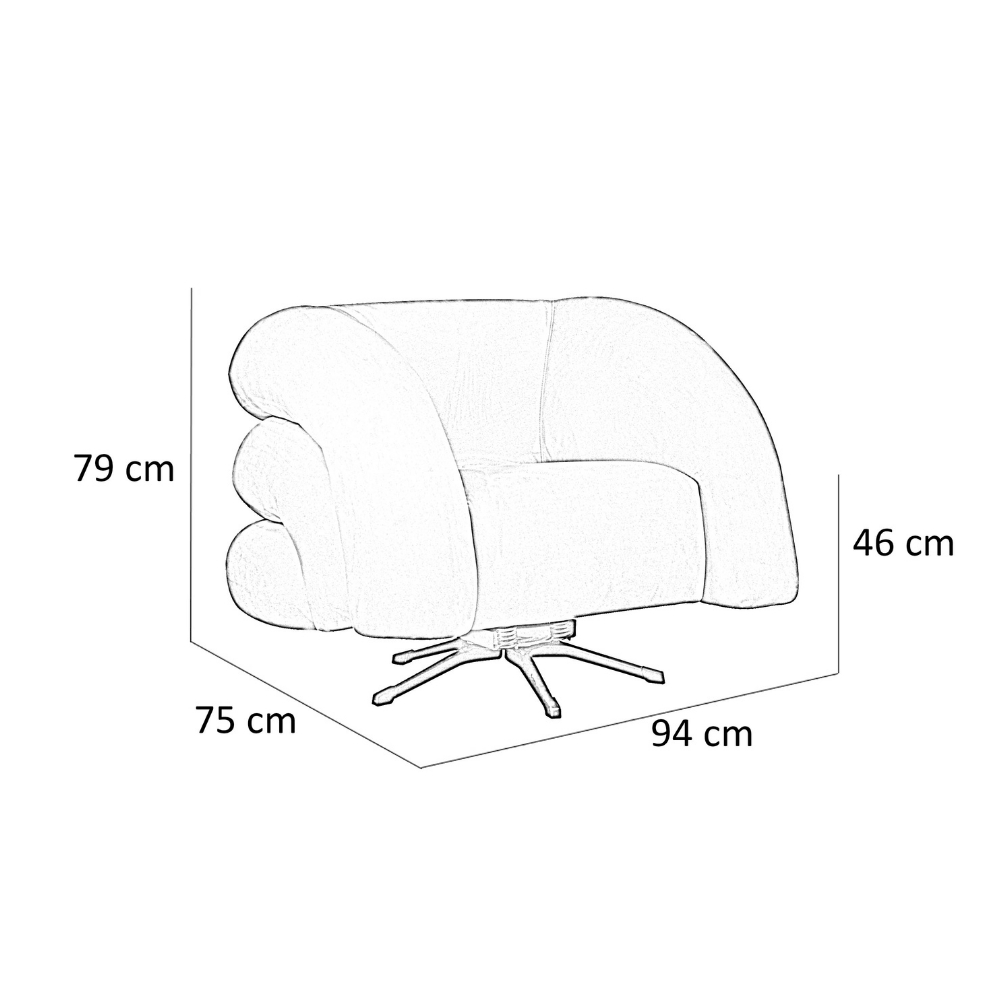 Poltrona Decorativa Giratória Micheli Orgânica Boucle Marrom - Montanaris Decor