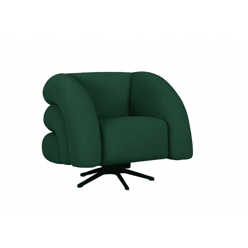 Poltrona Decorativa Giratória Micheli Orgânica Boucle Verde- Montanaris Decor
