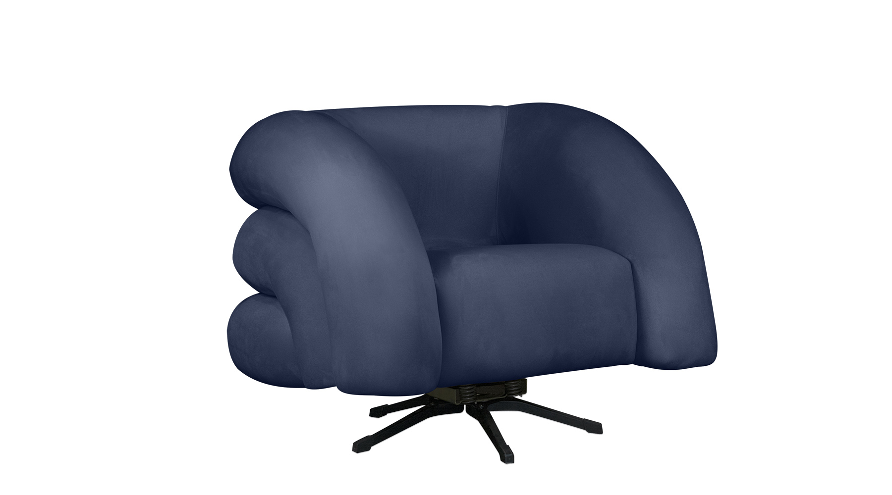 Poltrona Decorativa Giratória Micheli Veludo Azul Marinho - Montanaris Decor