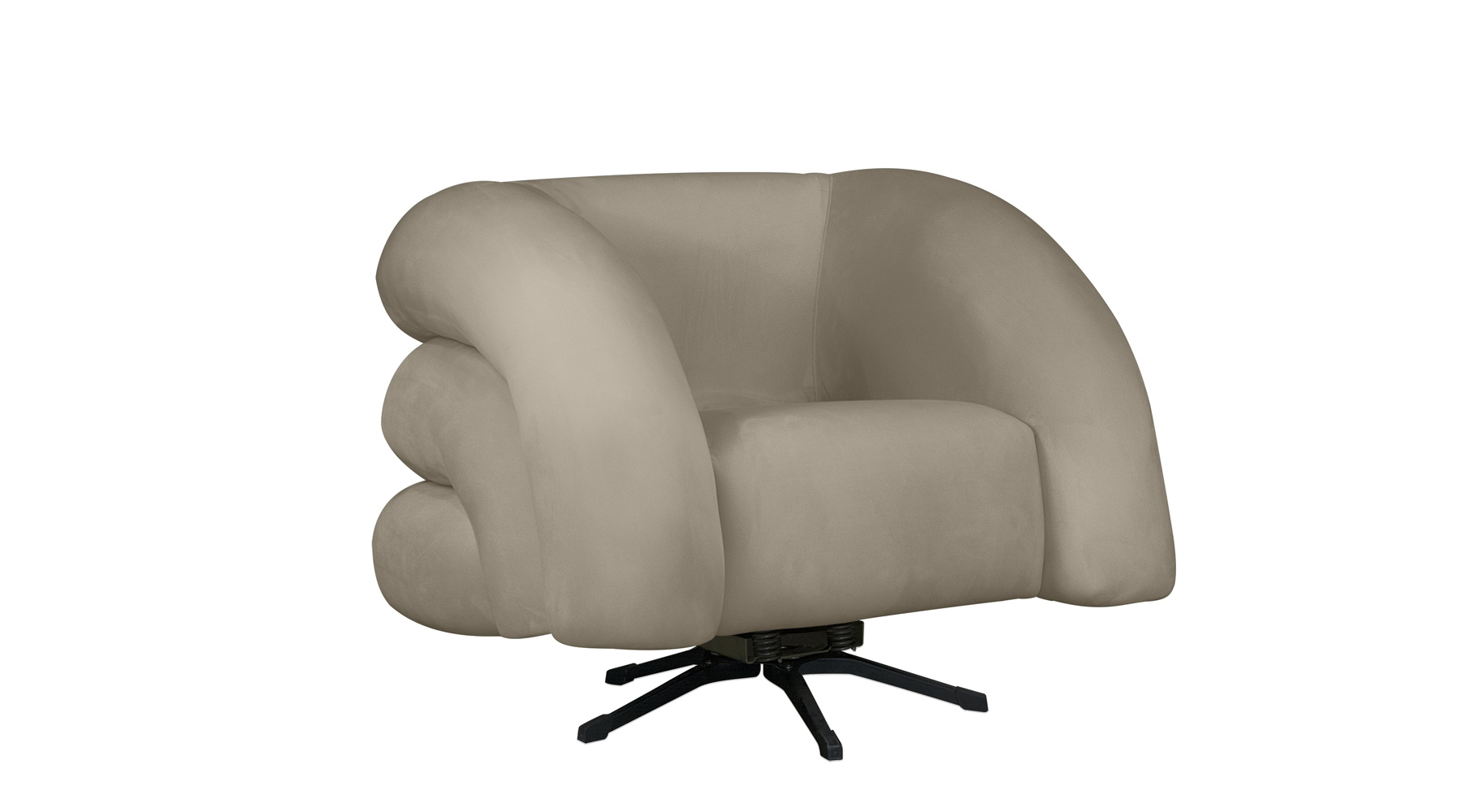 Poltrona Decorativa Giratória Micheli Veludo Bege - Montanaris Decor