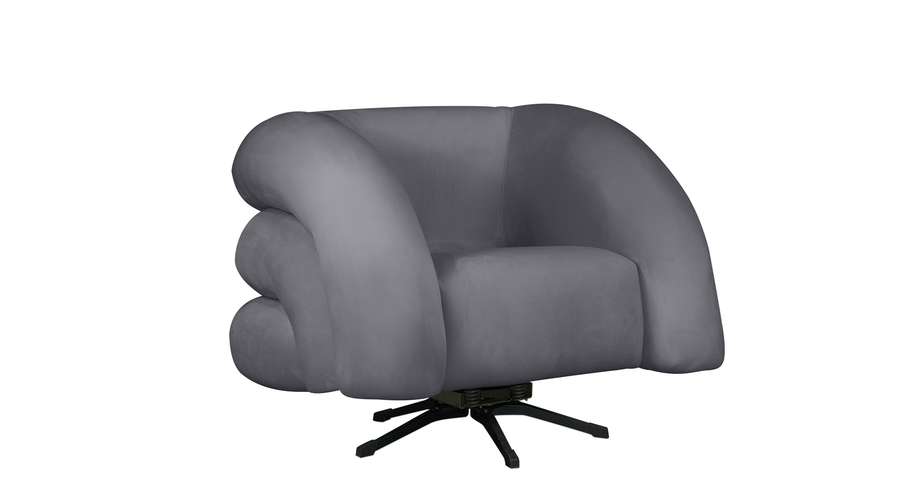 Poltrona Decorativa Giratória Micheli Veludo Cinza - Montanaris Decor