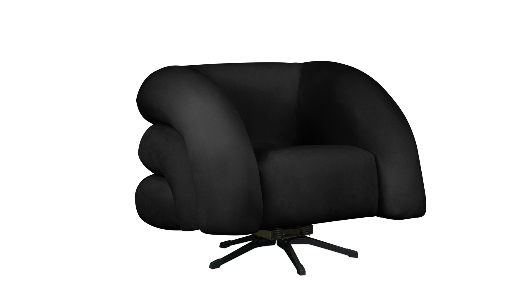 Poltrona Decorativa Giratória Micheli Veludo Preto - Montanaris Decor