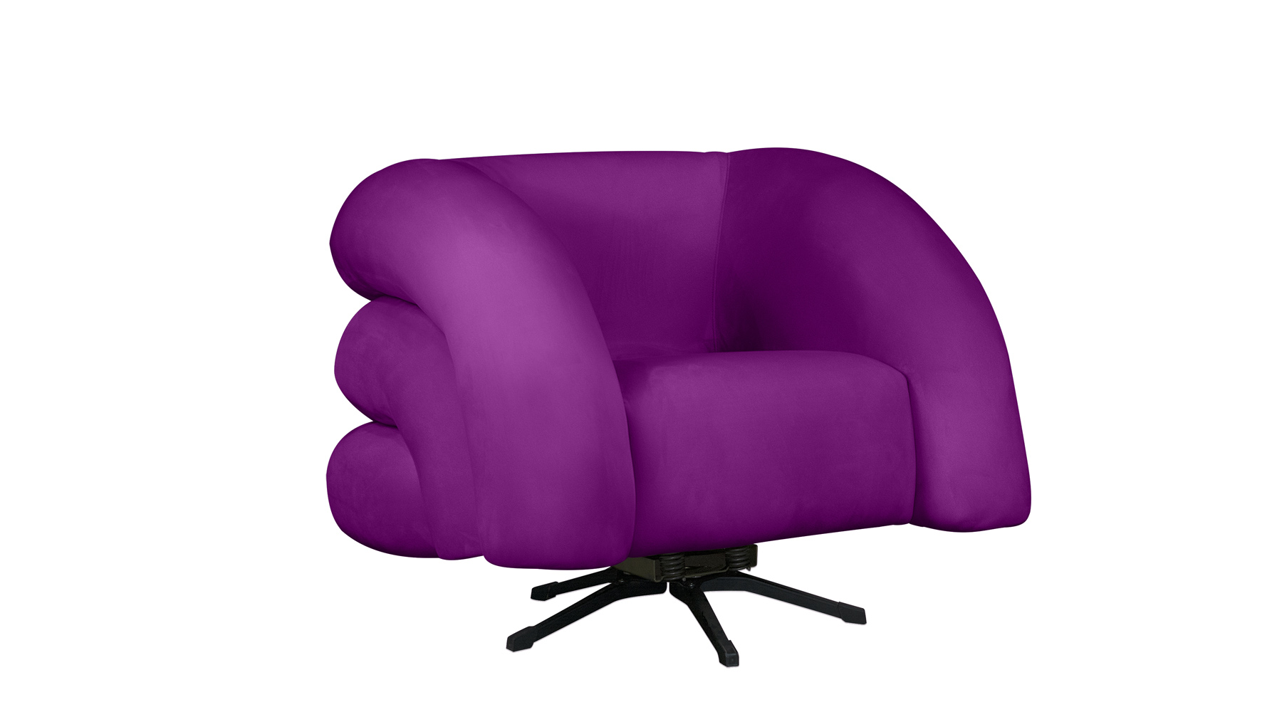 Poltrona Decorativa Giratória Micheli Veludo Roxo - Montanaris Decor