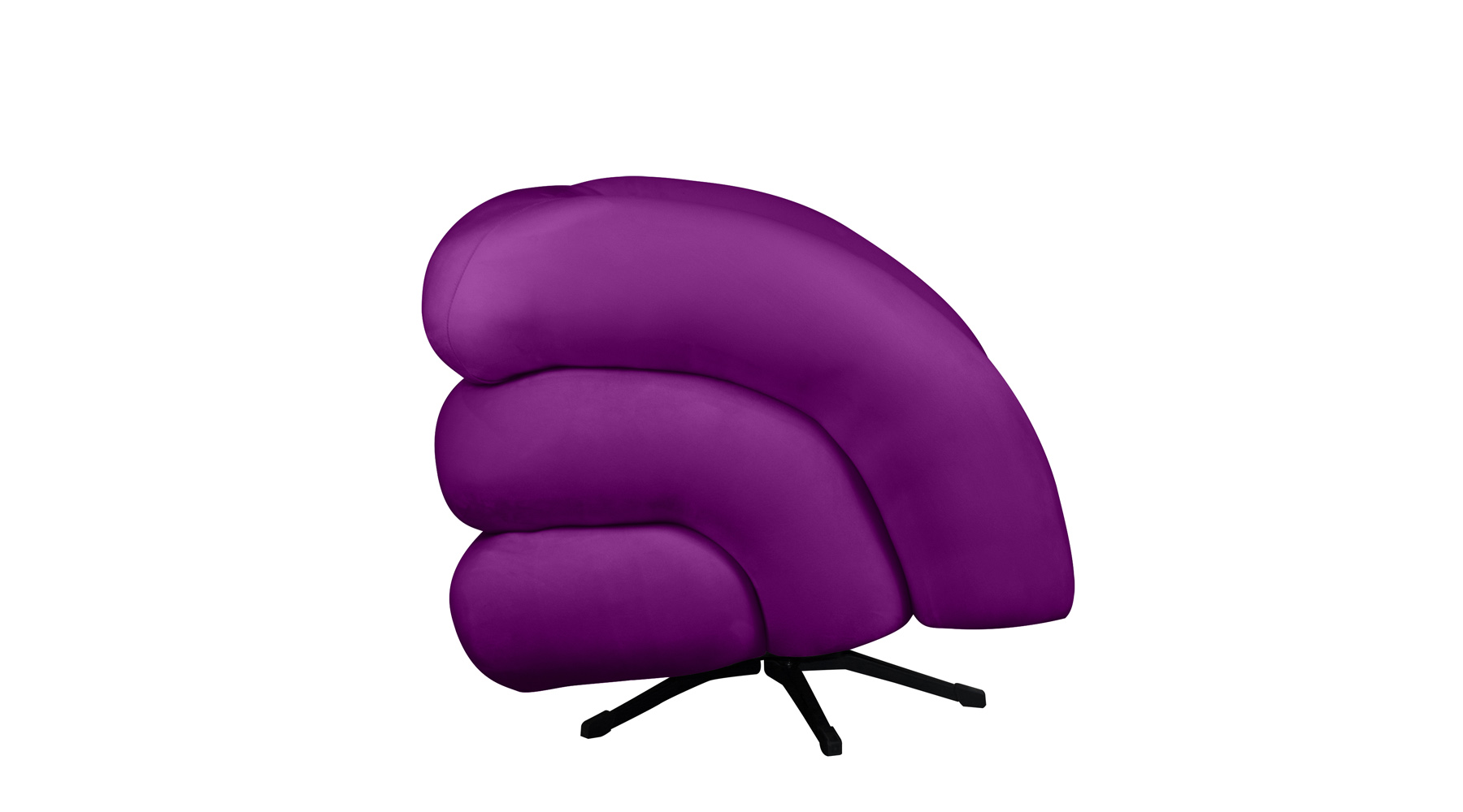 Poltrona Decorativa Giratória Micheli Veludo Roxo - Montanaris Decor