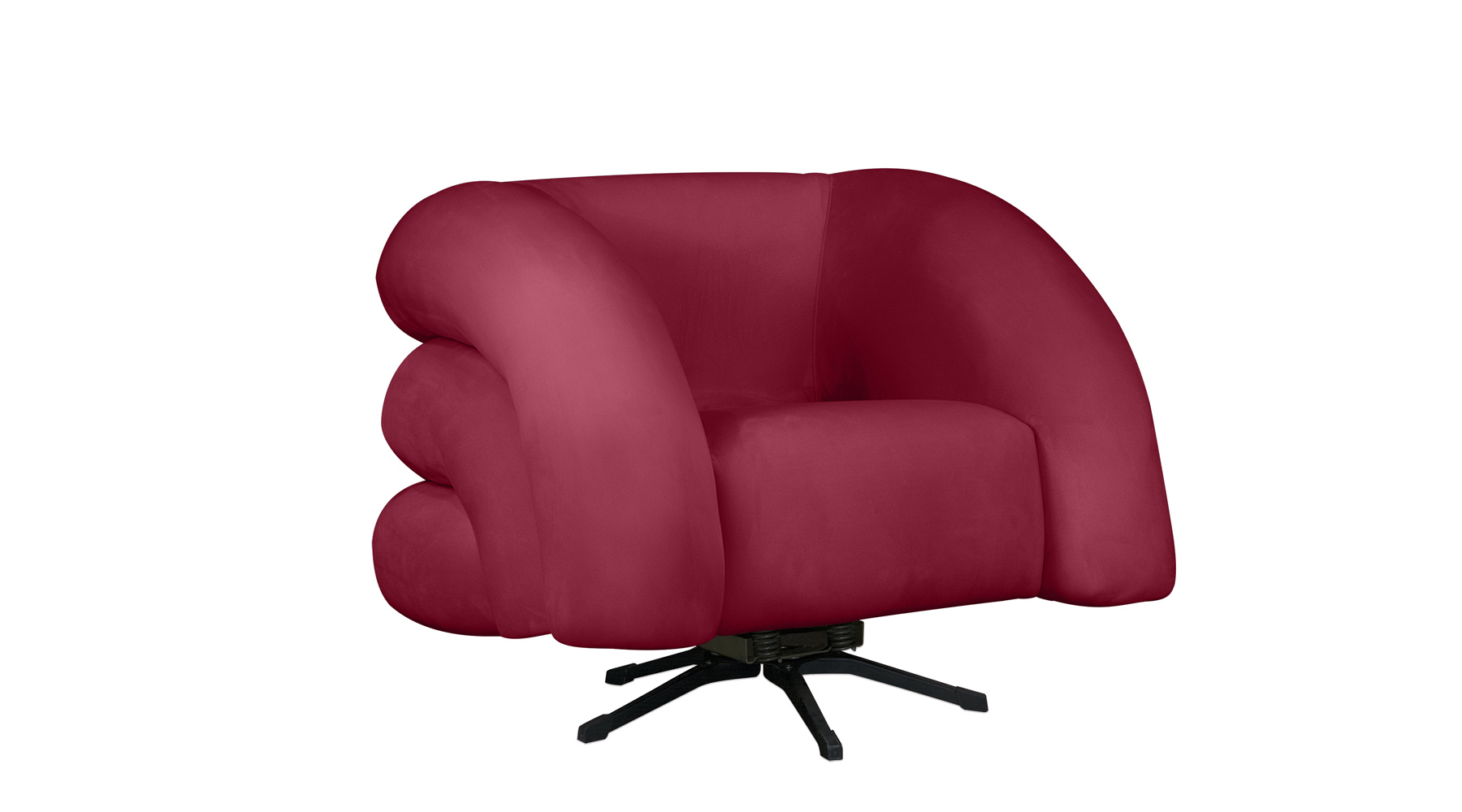 Poltrona Decorativa Giratória Micheli Veludo Vermelho - Montanaris Decor