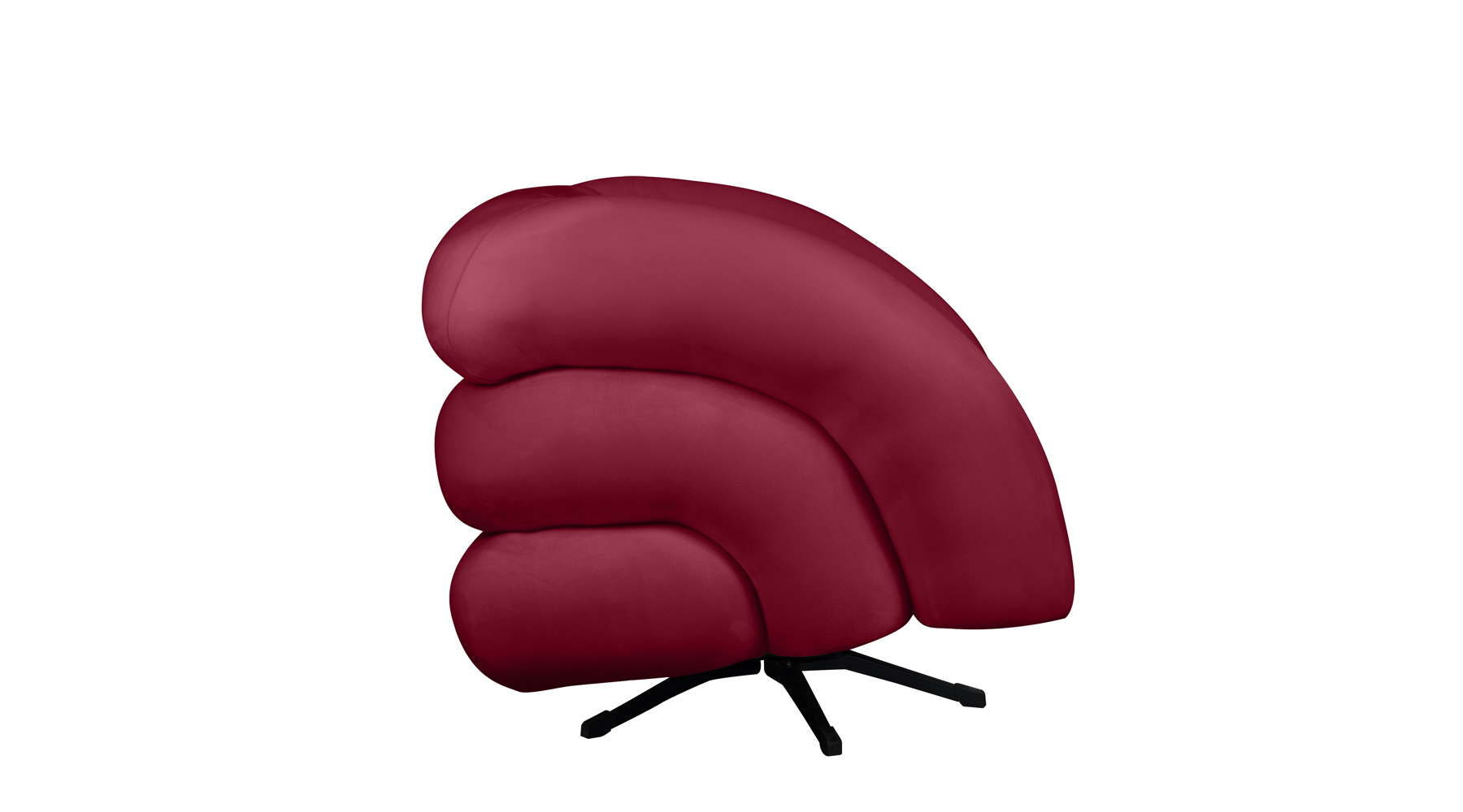 Poltrona Decorativa Giratória Micheli Veludo Vermelho - Montanaris Decor