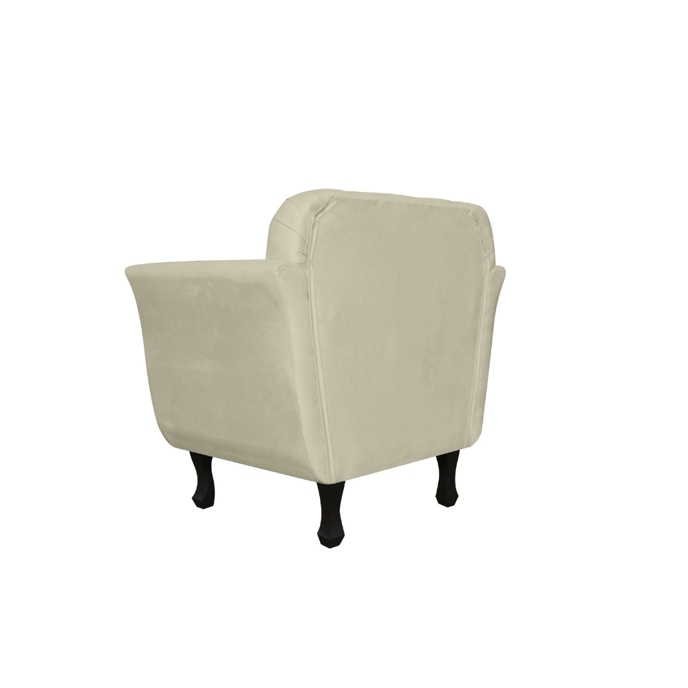 Poltrona Decorativa Helena Veludo Bege  - Montanris Decor