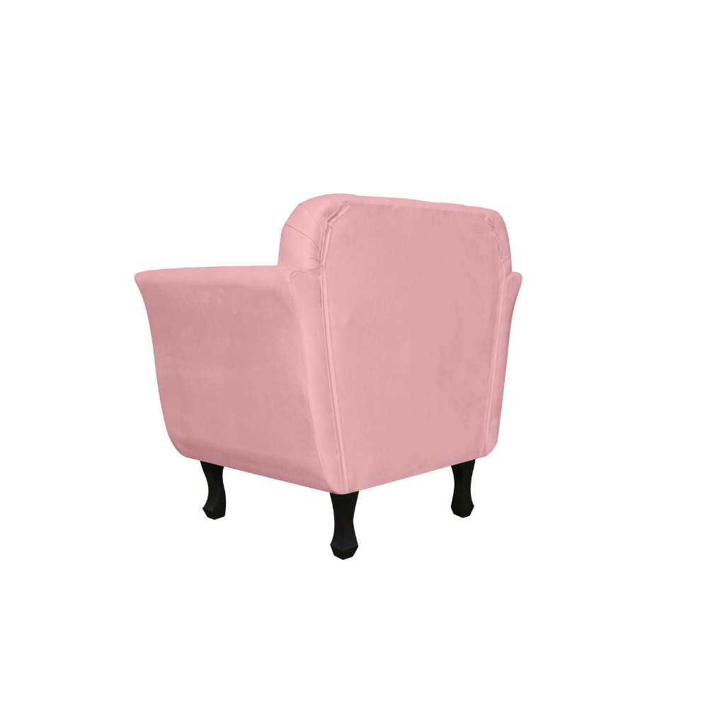 Poltrona Decorativa Helena Veludo Rosa - Montanris Decor
