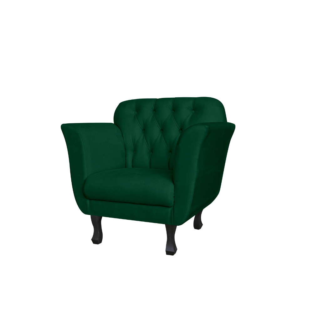 Poltrona Decorativa Helena Veludo Verde - Montanris Decor