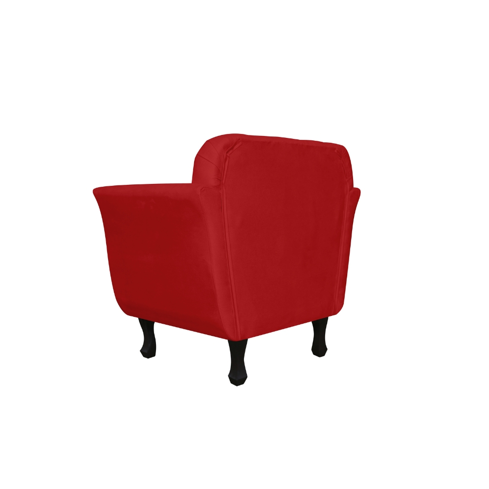 Poltrona Decorativa Helena Veludo Vermelho - Montanris Decor