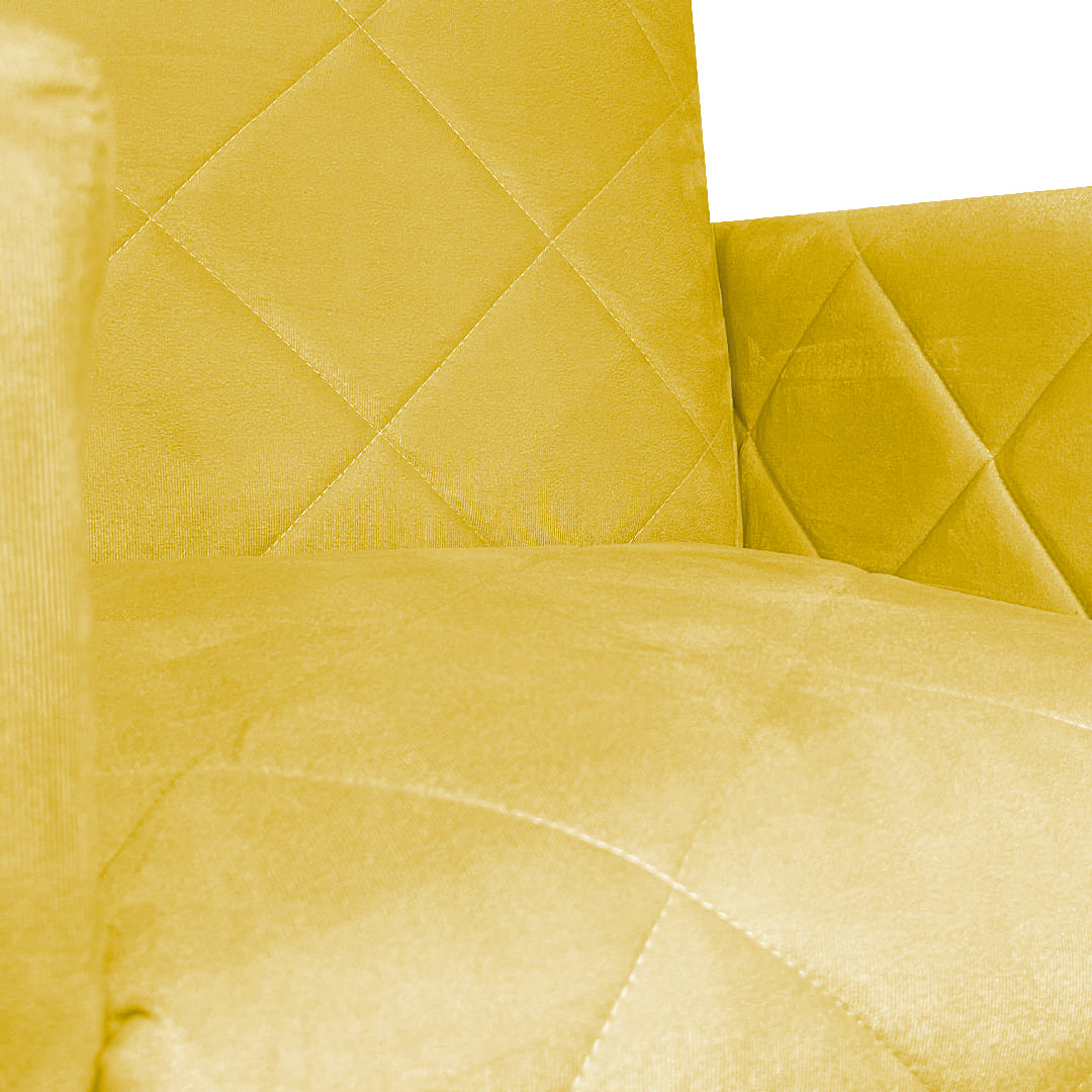 Poltrona Decorativa Klara Base Bronze Veludo Amarelo   - Montanaris Decor