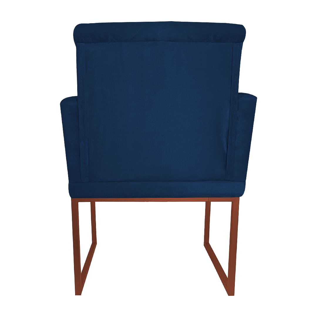 Poltrona Decorativa Klara Base Bronze Veludo Azul Marinho - Montanaris Decor