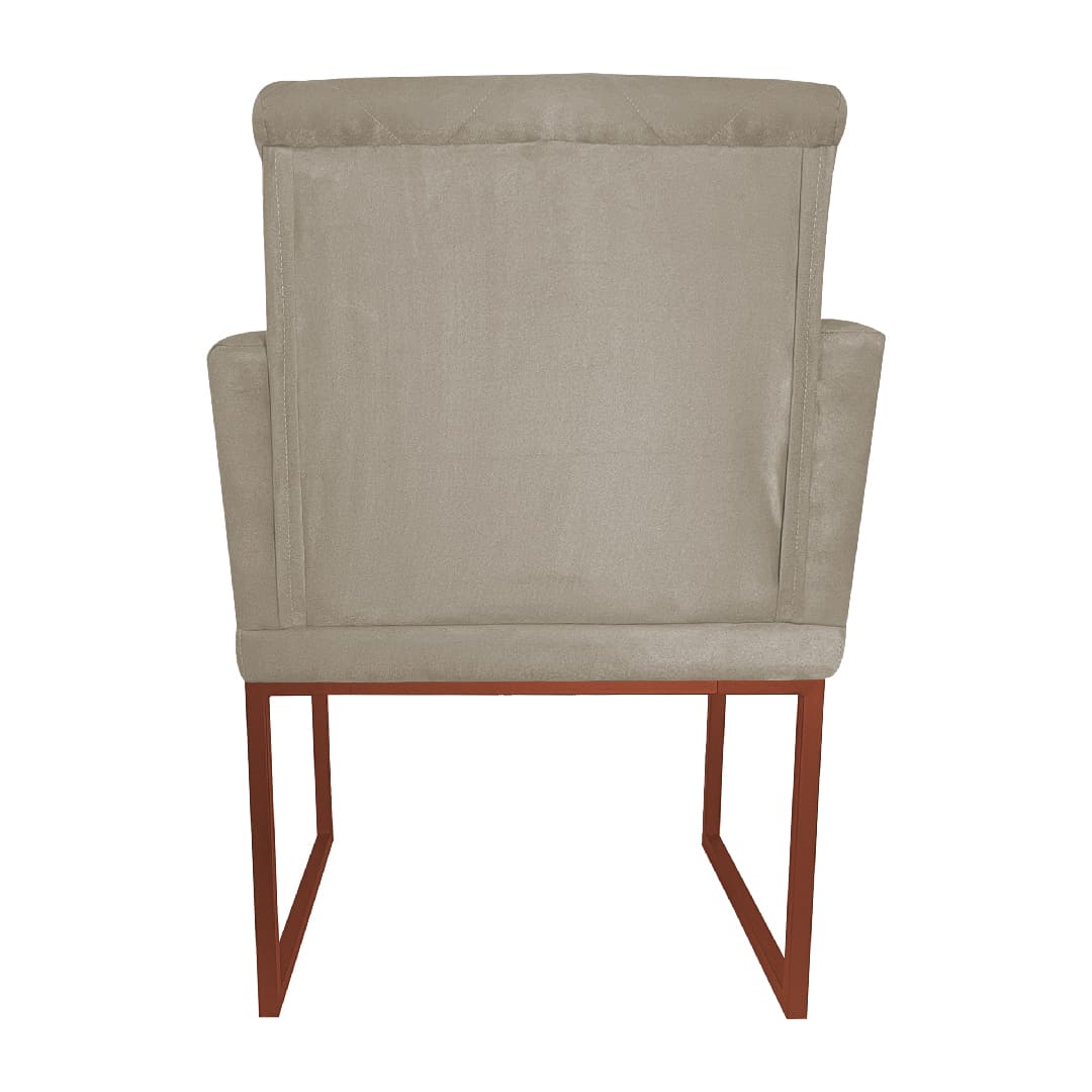 Poltrona Decorativa Klara Base Bronze Veludo Bege - Montanaris Decor
