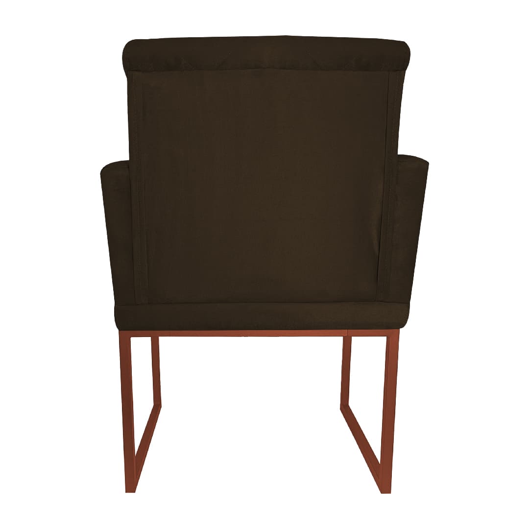 Poltrona Decorativa Klara Base Bronze Veludo Marrom - Montanaris Decor