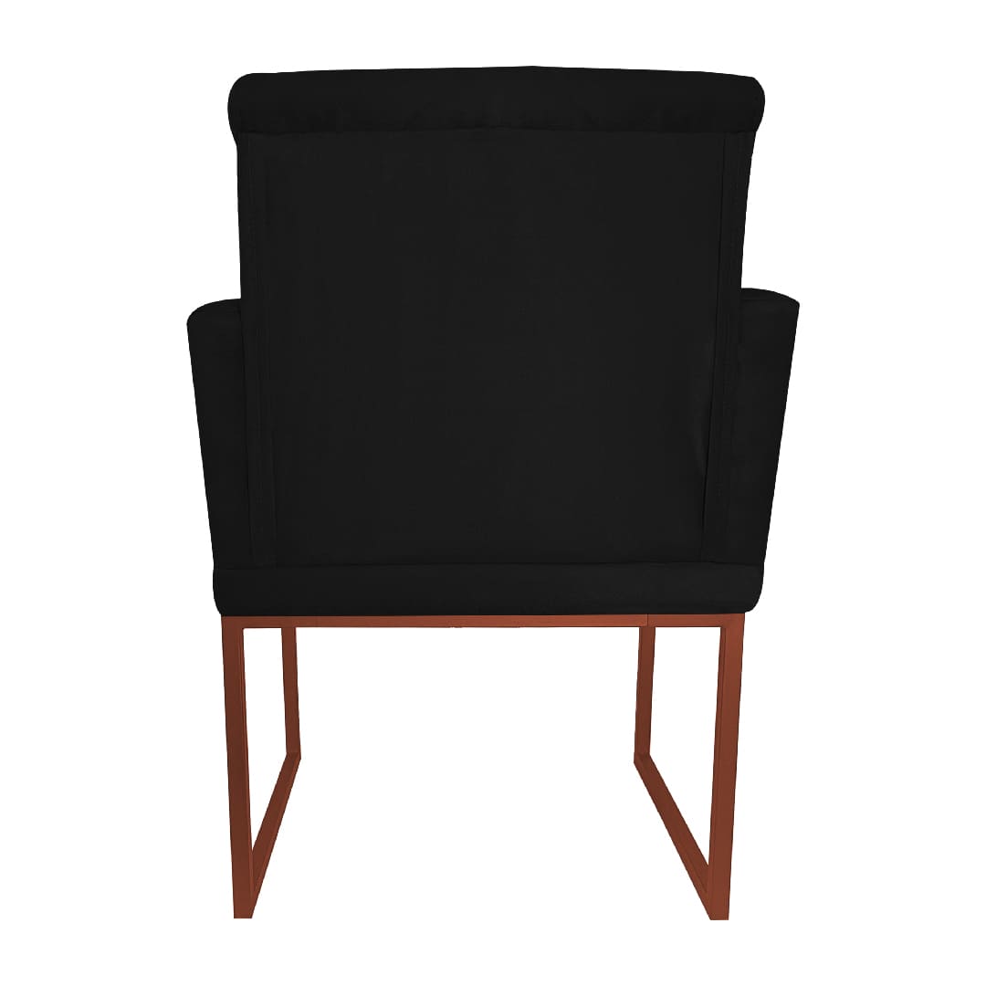 Poltrona Decorativa Klara Base Bronze Veludo Preto - Montanaris Decor