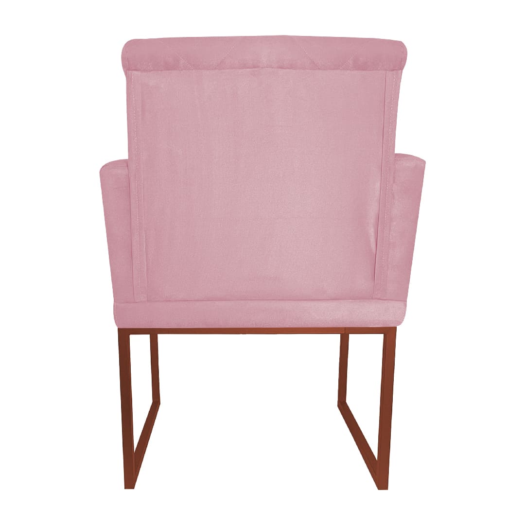 Poltrona Decorativa Klara Base Bronze Veludo Rosa - Montanaris Decor
