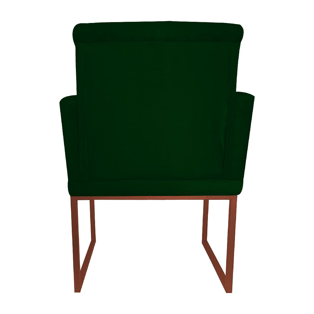 Poltrona Decorativa Klara Base Bronze Veludo Verde - Montanaris Decor