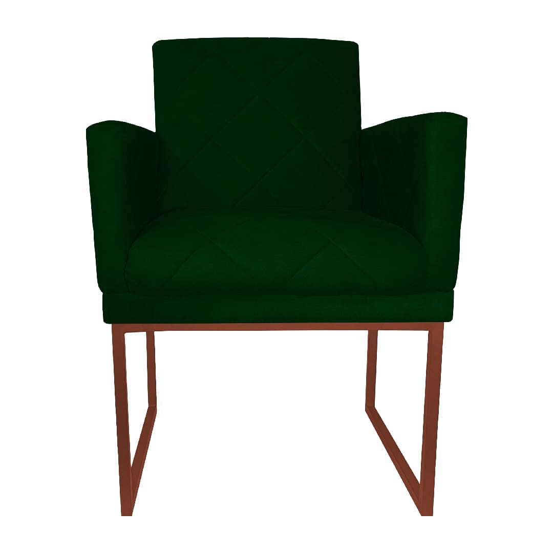 Poltrona Decorativa Klara Base Bronze Veludo Verde - Montanaris Decor