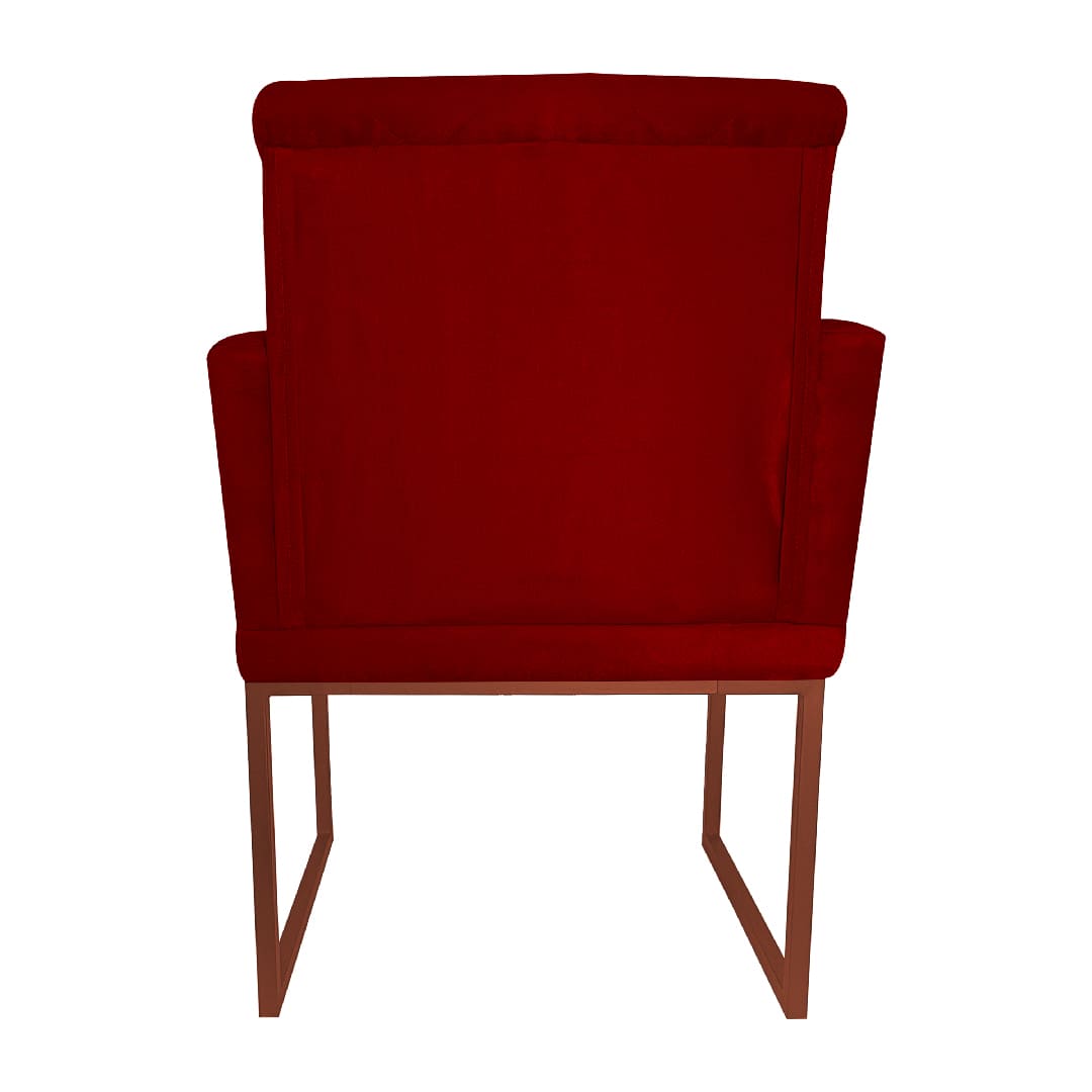 Poltrona Decorativa Klara Base Bronze Veludo Vermelho - Montanaris Decor