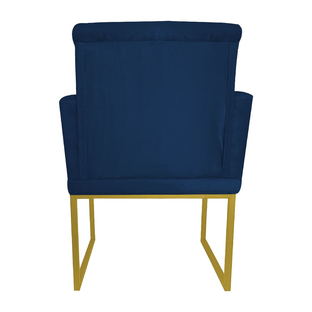 Poltrona Decorativa Klara Base Gold Veludo Azul Marinho - Montanaris Decor